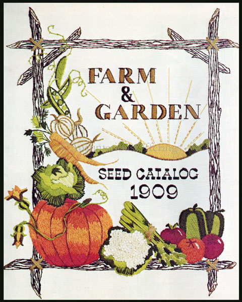 Rare Gottfried Vegetable Fruit Crewel Embroidery Kit Farm Seed Catalog Cover