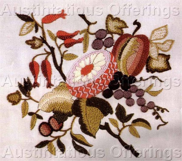 Wilson Colonial Fruit China TeaPot Pattern Crewel Embroidery Kit