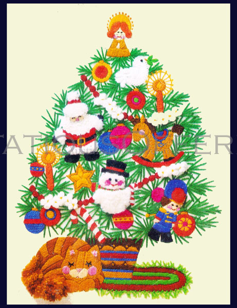 Rare Iwasaki Christmas Tree Fantasy Crewel Embroidery  Kit