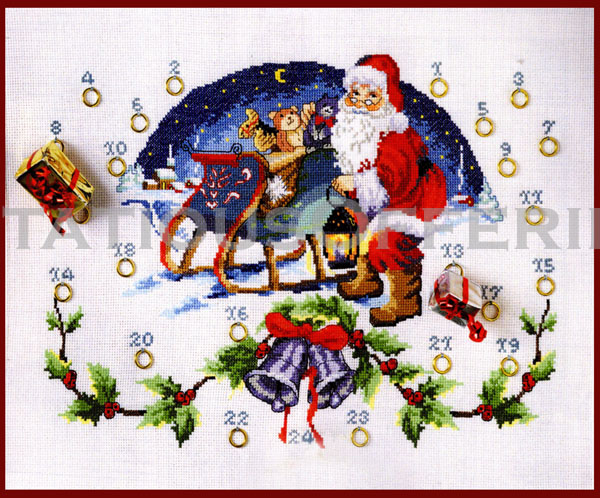 Santa Sleigh CrossStitch AdventCalendar Kit Christmas Count Down