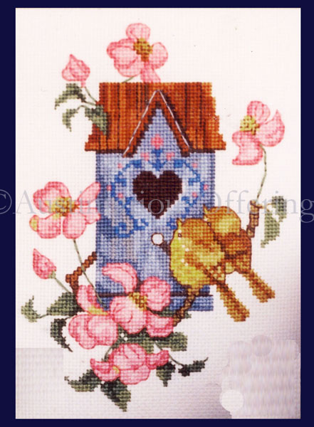 Rare Country Birdhouse Flowers  Country Cross Stitch Kit Chalet