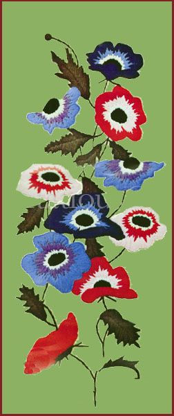 Rare Roberta H Clair Anemones Crewel Embroidery Panel Kit