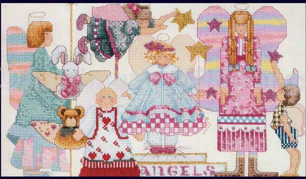 Rare Lynne FolkArt Angels Collection Cross Stitch Kit