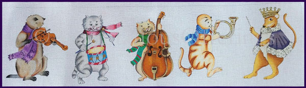 Rare MaryJo Cole Cool Cats Jazz Band Needlepoint Canvas King Rat