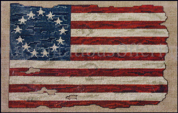 Rare Heiss American Flag Cross Stitch Kit Antique Betsy Ross