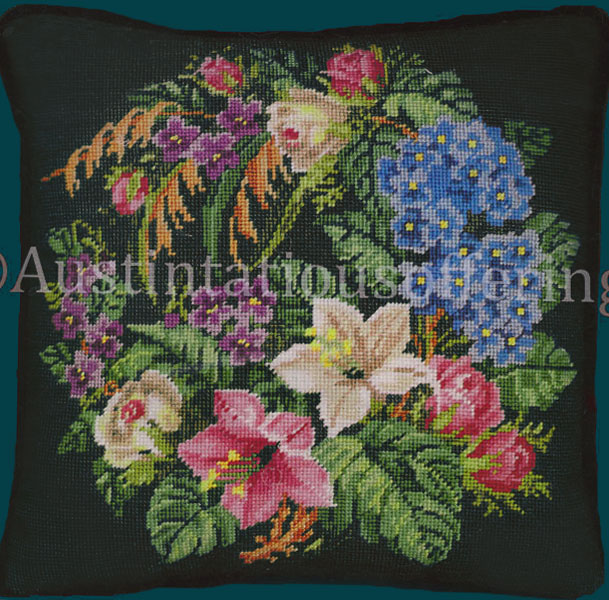 Summertime Victorian Floral Ring Needlepoint Kit Hydrangea