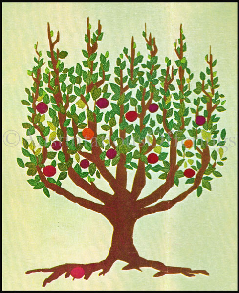 Rare John Hurter Apple Tree Crewel Embroidery Panel Kit
