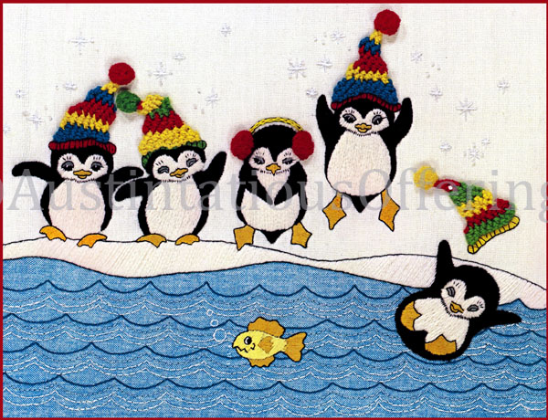 Rare Brakefield Arctic Playmates Crewel Embroidery Kit Penguins