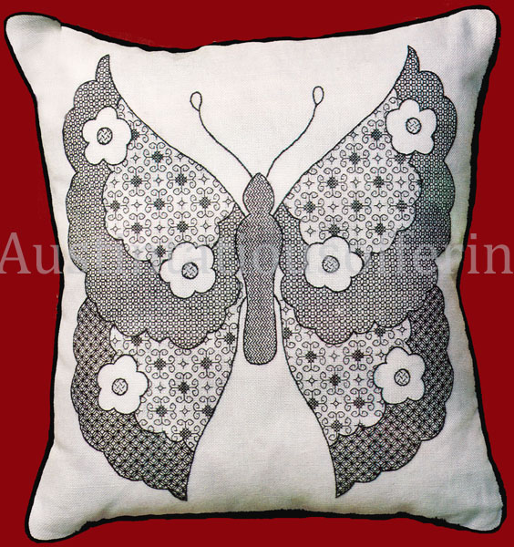 Rare Williams Butterfly Pillow Blackwork Embroidery Kit