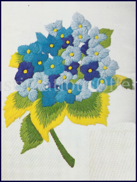 Rare Denham Blue Violet Bouquet Crewel Embroidery Kit