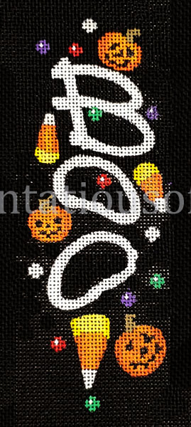 Rare Halloween BOO Needlepoint Canvas Candy Corn