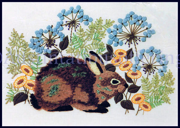 Rare Baby BunnyRabbit Crewel Embroidery Kit Hiding inWildflowers