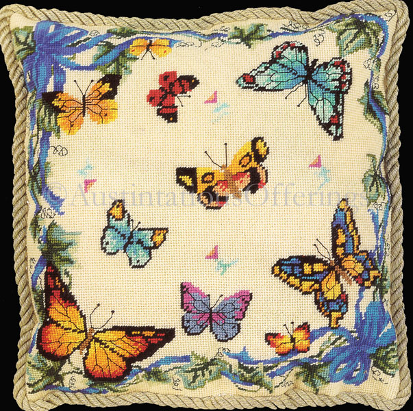 Rare Bonnie Smith Butterflies Needlepoint Kit Monarch