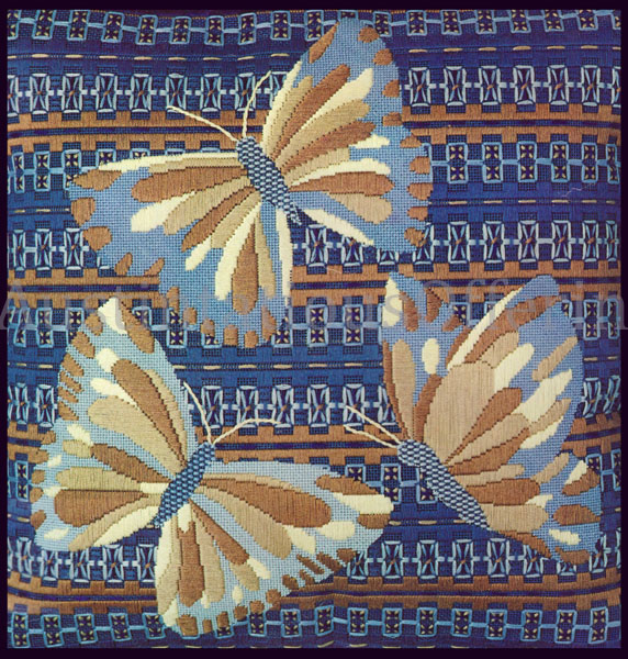 Rare Butterfly Trio Openwork Needlepoint Pillow Kit Butterflies