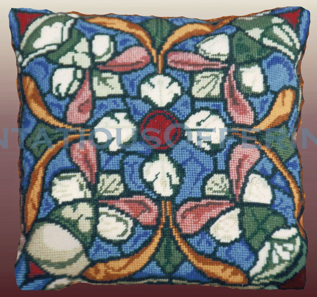 Rare Medieval Stained Glass Window Repro Counted Needlepoint Kit