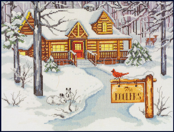 Linda Gillum Winter Wonderland Cross Stitch Kit Cozy Cabin