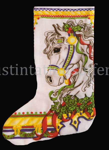 Rare HolidayFantasy CarouselHorse Crewel Embroidery Stocking Kit