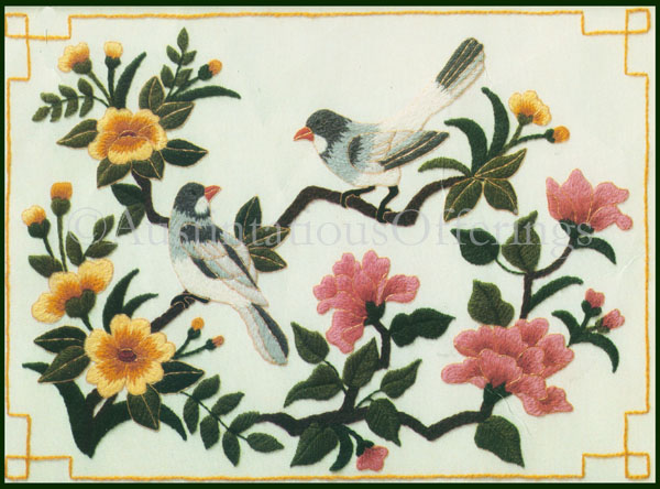Rare Groonis Chinese Birds on Branch Embroidery Kit
