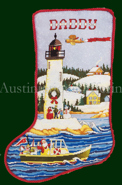 Rare Reinardy Lighthouse Cross Stitch Christmas Stocking Kit