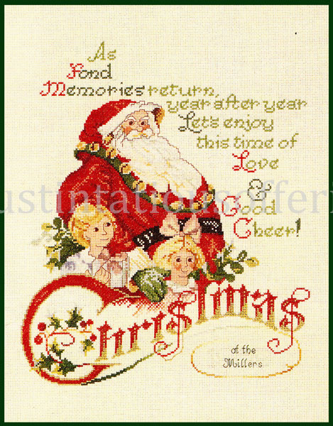 Rare Giampa Vintage Postcard Santa Cross StitchKit Fond Memories