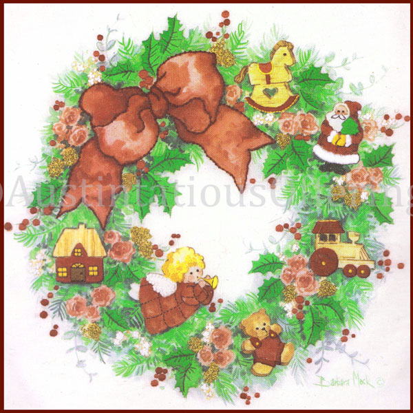 Rare Barbara Mock Christmas Toys Wreath Crewel Embroidery Kit