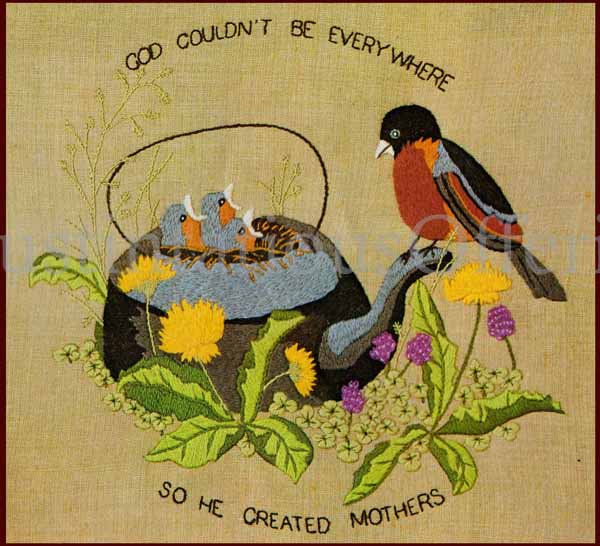 Rare Wilson God Created Mothers Crewel Embroidery Kit Robin Nest