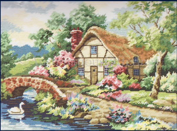 Rare Valente Cottage Hideaway Needlepoint Kit Country Stream