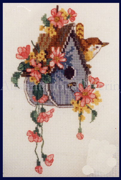 Rare Country Birdhouse Garden Flowers  Country Cross Stitch Kit