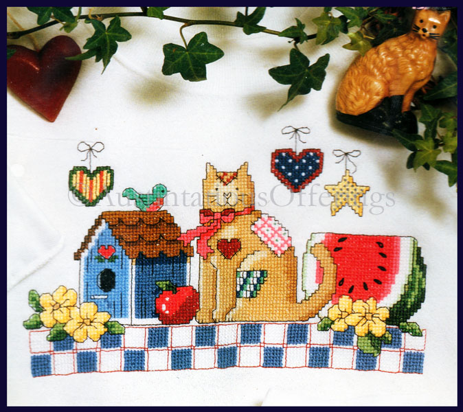 Rare Folkart Country Charm Wearable Cross Stitch Kit Waste Canvas