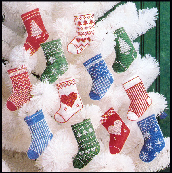 Rare Country Christmas Stocking Cross Stitch Ornaments Set Kit