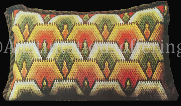 Rare Abstract Needlepoint Pillow Kit Flames of Autumn Bargello