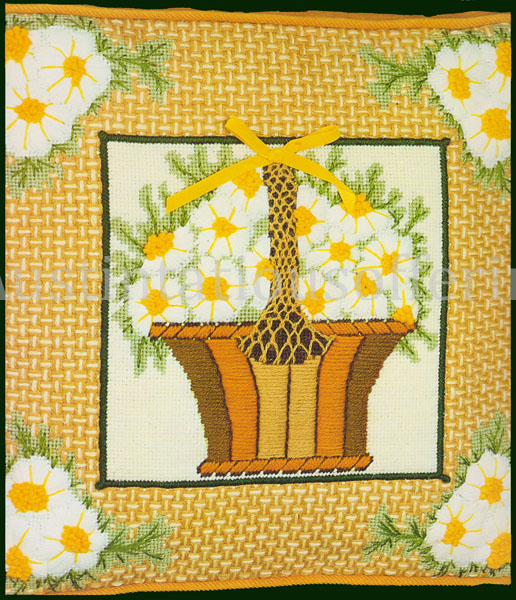 Rare Daisy Basket Textured Needlepoint Kit Bright Summer Floral