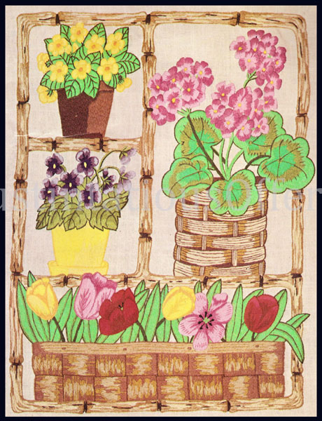 Rare Bright Geraniums Window Garden Crewel Embroidery Kit