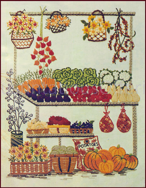 Rare Barbara Sparre Farmers Market Stall Crewel Embroidery Kit