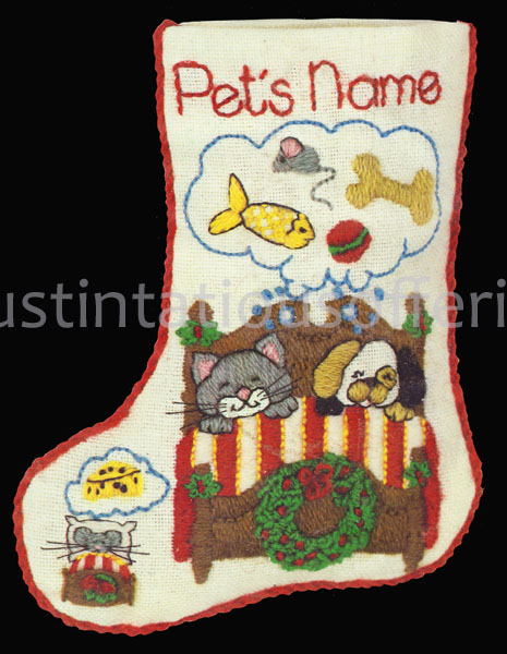 Rare Mayo Favorite Pet Crewel Embroidery Stocking Kit Dog Cat