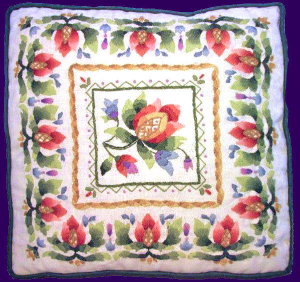 Fleur de Lis NeedleArt Crewel Embroidery Pillow Barbara Ann