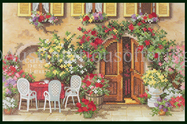 Rare Roger Duvall French Sidewalk Cafe Stamped Cross Stitch Kit