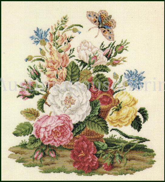 Rare Meacham Victorian Floral Fantasy CrossStitch Kit Wild Roses