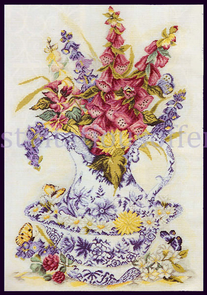Rare Elizabeth de Lisle Wildflowers CrossStitch Kit Foxgloves