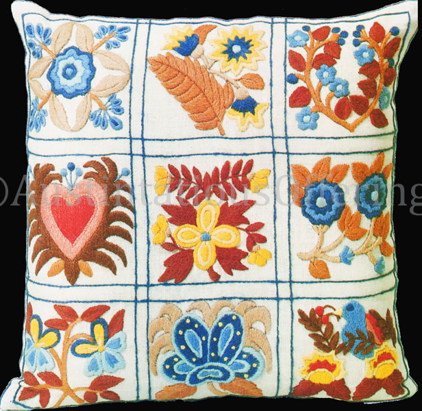 Rare Johnson FolkArt Autumn Floral Tapestry CrewelEmbroidery Kit