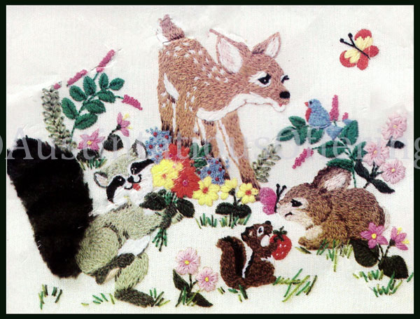 Rare Fleming Forest Animal Babies Crewel Embroidery Kit Deer