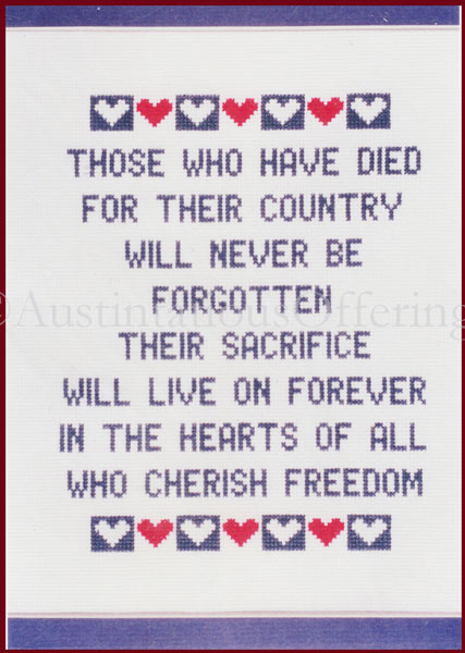 Patty Ann Freedom Cross Stitch Sampler Kit Patriotic Hearts