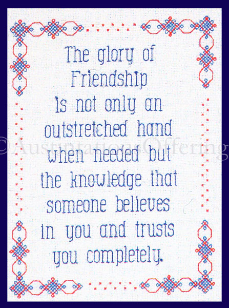 The Glory Of Friendship Counted Cross Stitch Sampler Kit