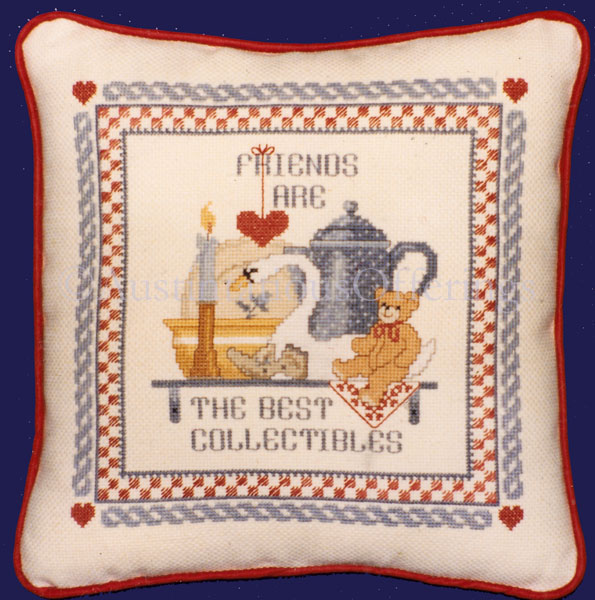 Rare Folk Art Friends Pillow CrossStitch Kit Country Charm