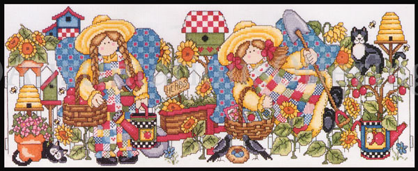 Fun Folkart Korsgarden Gardening Angels Cross Stitch Kit Herbs