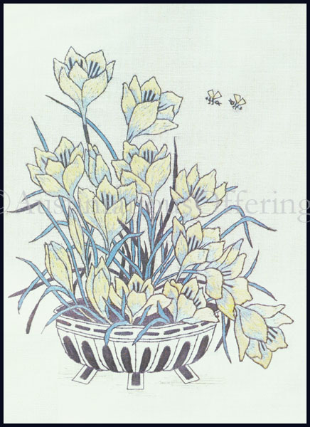 Rare Veres Garden Crocuses Crewel Embroidery Kit Serene Floral