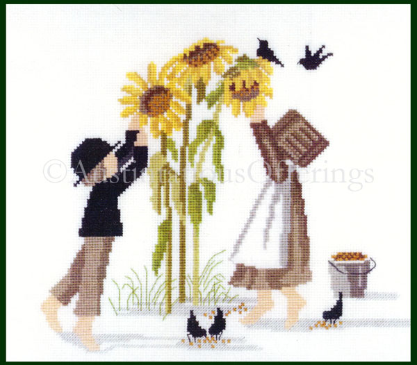 Rare Graebner Amish Gathering Seeds Cross Stitch Kit Sunflowers
