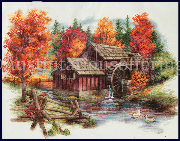 Rare Rudi Reichardt Autumn Mill Stream Cross Stitch Kit