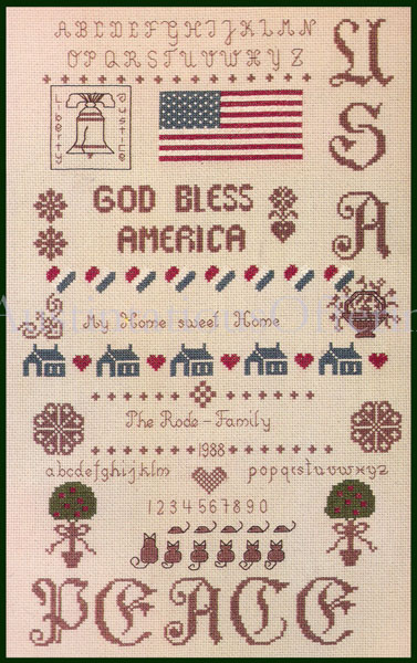 Rare Rode Patriotic Cross Stitch Sampler Kit God Bless America