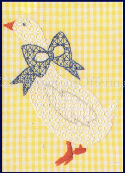 Yellow Gingham Check Goose Crewel Embroidery Kit Beginner